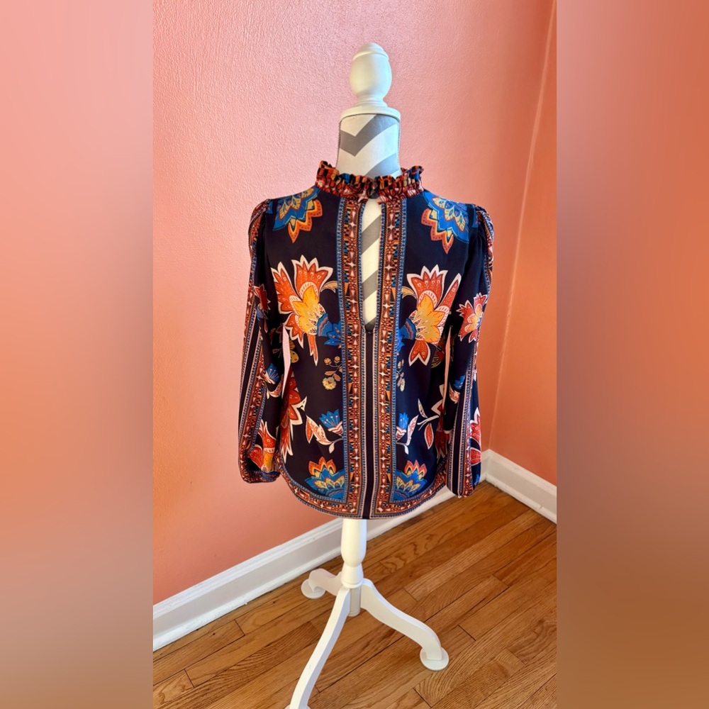 Braeve Floral Print Ruffle Neck Blouse - Picture 3 of 6